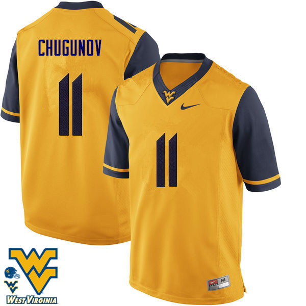 NCAA Men's Chris Chugunov West Virginia Mountaineers Gold #11 Nike Stitched Football College Authentic Jersey KR23G87RK